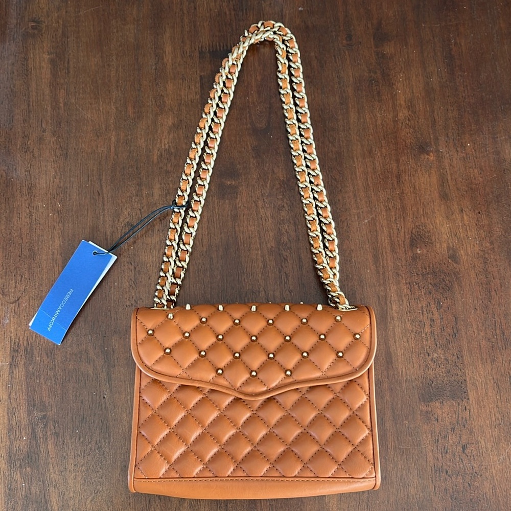 Rebecca Minkoff Cognac Quilted Stud Mini